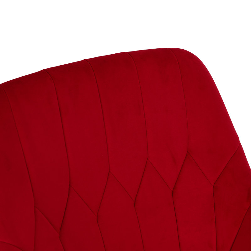 Chaise berçante en velours de 39 po avec base en métal et chaises berçantes en bois Dalys, Rouge