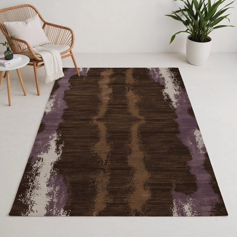 Tapis intérieur et extérieur noir Watercolor, Rectangle 9 pi x 12 pi