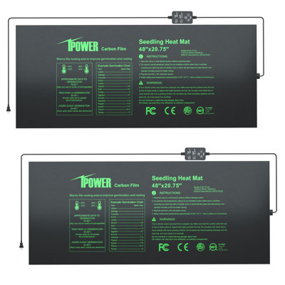 iPower Seedling Heat Mat for Plants with Dual Digital Temperature Controller, Heating Pad, Black, 2-Pack