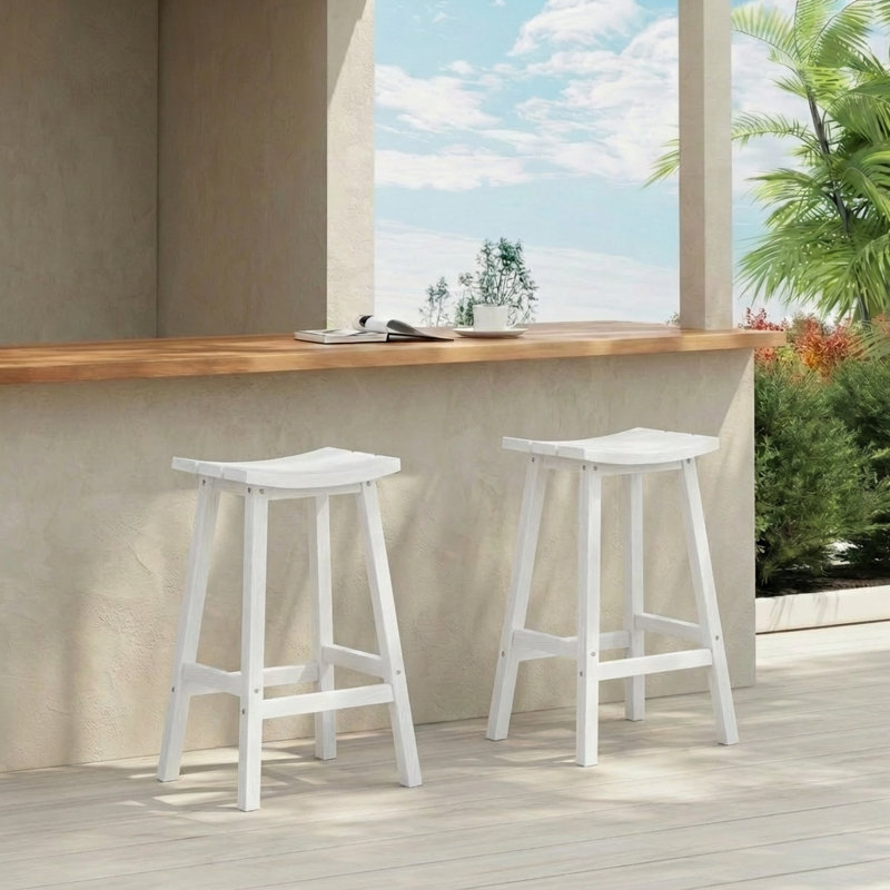 Tabouret de comptoir de cuisine Backless, Blanc, 29"