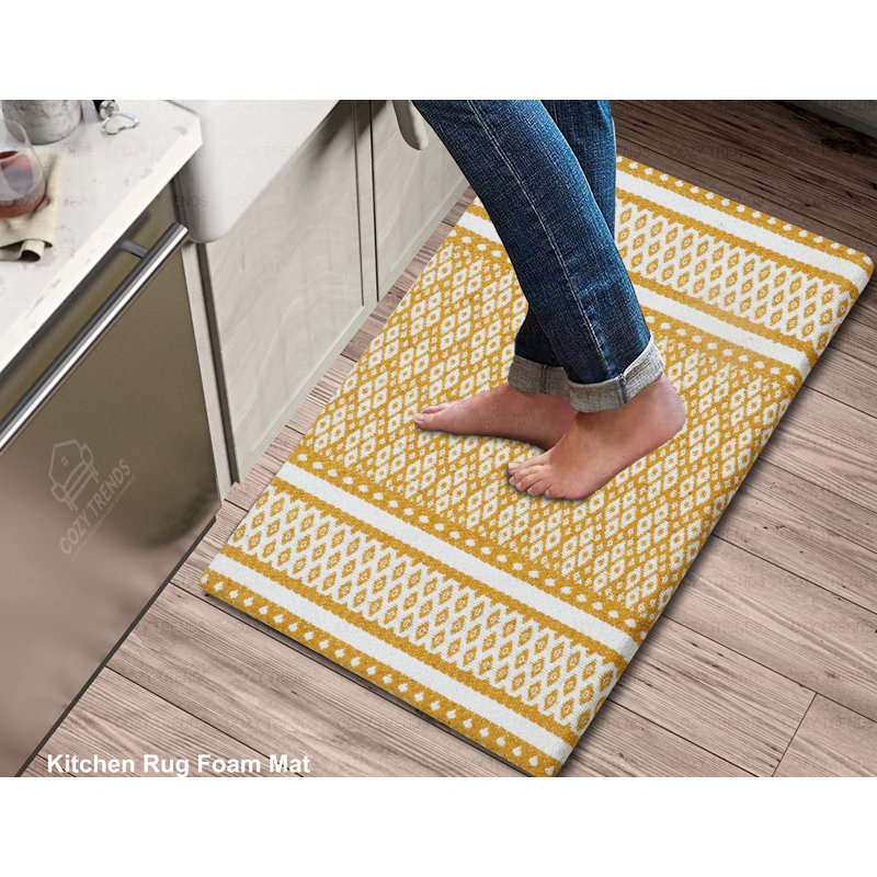 Tapis de cuisine antidérapant Crace, Moutarde