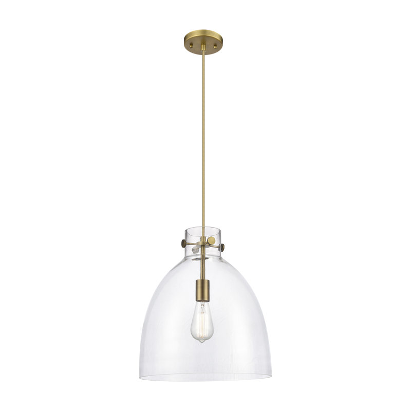 Luminaire suspendu à 1 lumière Badgett, Laiton brossé, Clair, H 16 po x l 14 po x P 14 po