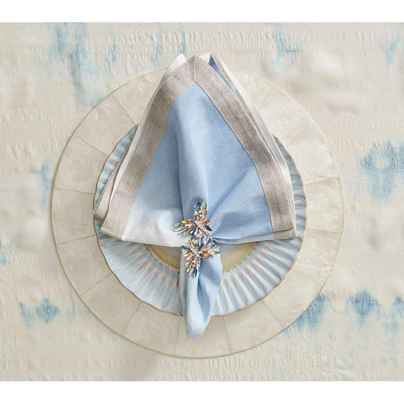 Dip Dye Linen Napkin, White/Periwinkle