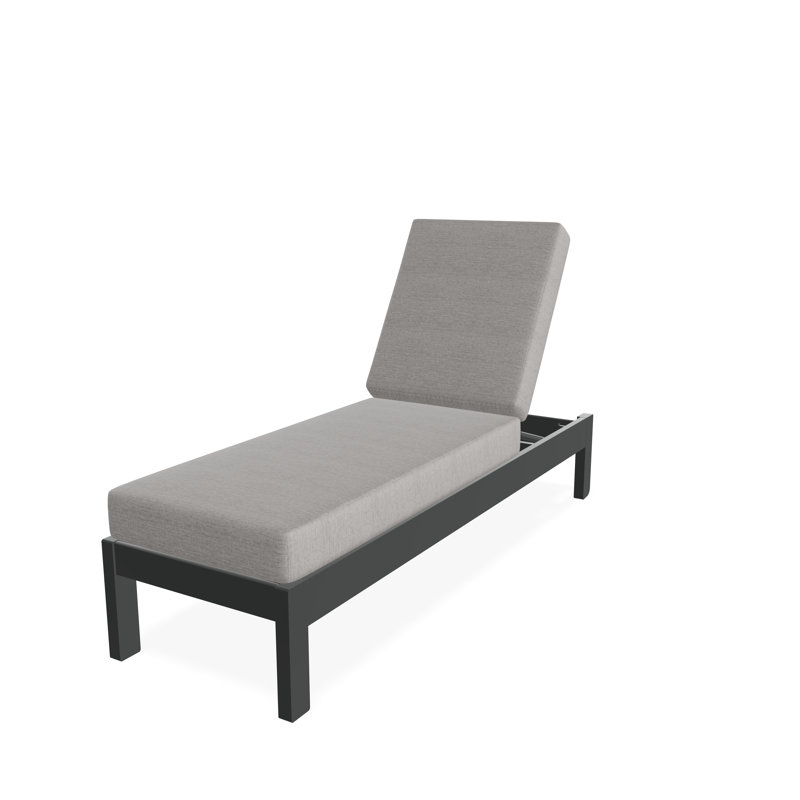 Leeward Marine Grade Polymer Deep Seating Cushion Three Position Lay-flat Armless Chaise, Canvas Granite Sunbrella® Canvas