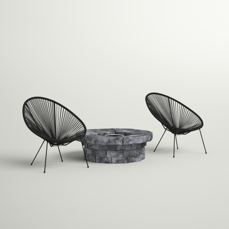 Addyson Round Steel Propane Fire Pit, Black