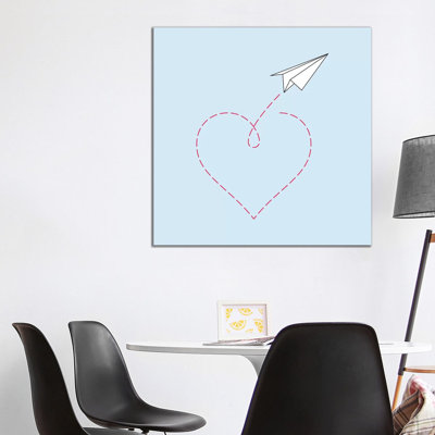 Paper Plane And Heart I - Square by Nouveau Prints - Wrapped Canvas Gallery-Wrapped Canvas Giclée
