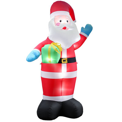 Décoration de Noël gonflable illuminée, L 59 po x l 39,4 po x H 151,2 po, boîte-cadeau de père Noël géant, rouge / blanc, 6 lumières DEL intégrées et adaptateur 12 V