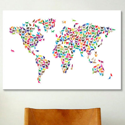 « chats world map »-impression sur toile tendue Karlskrona