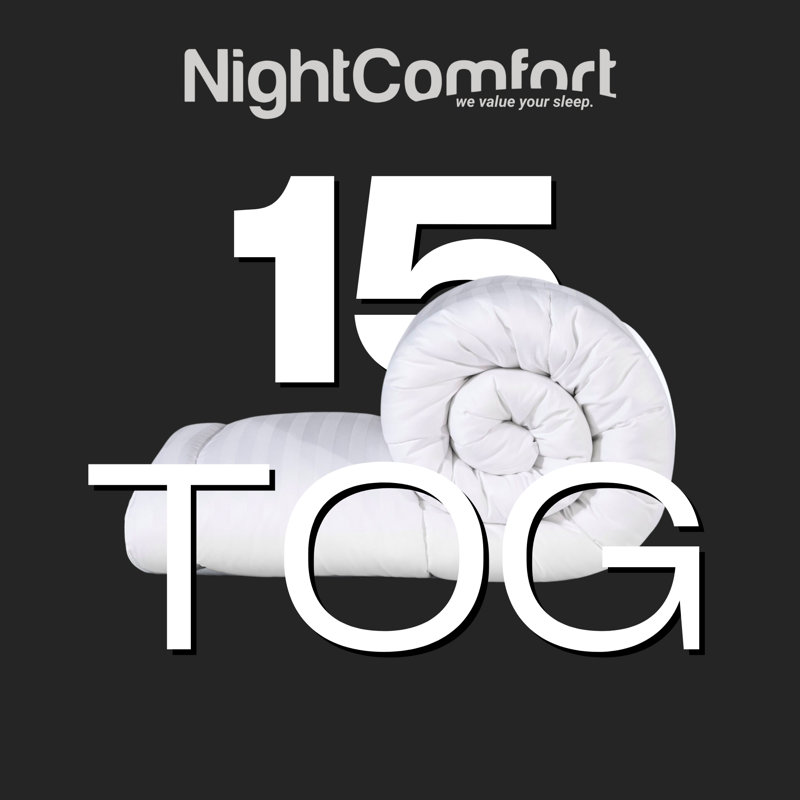 NightComfort Feels Like Down Winter Warm 15 Tog Duvet Microfibre Satin Stripe Quilt, Single