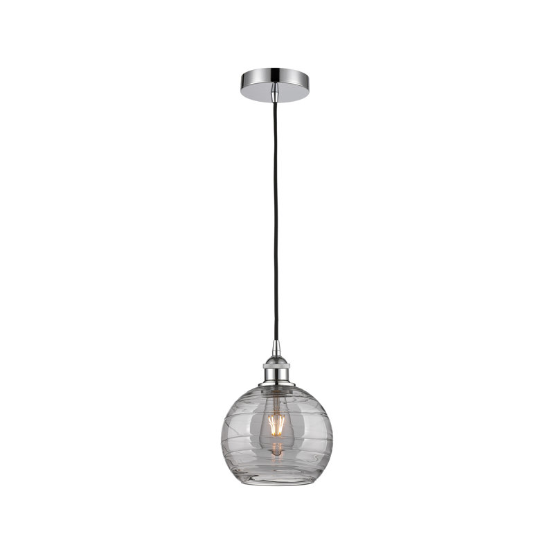 1 - Light Single Globle Pendant, Polished Chrome, 13.38" H x 12" W x 12" D, Light Smoke