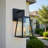 1-Light Outdoor Wall Sconce, Matte Black Exterior Fixture with Clear Glass