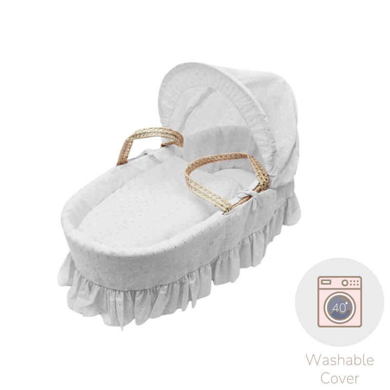 Moses Basket with Bedding with Mattress, Cream