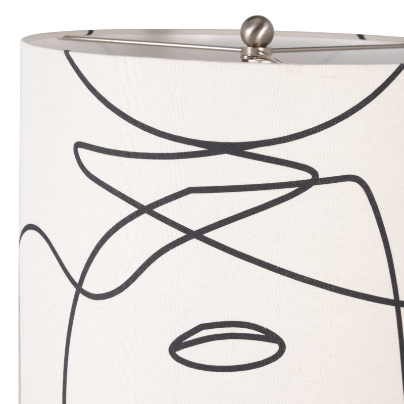 Modern Abstract Polyresin 33-Inch Face Pillar Table Lamp White - 13" x 13" x 33"