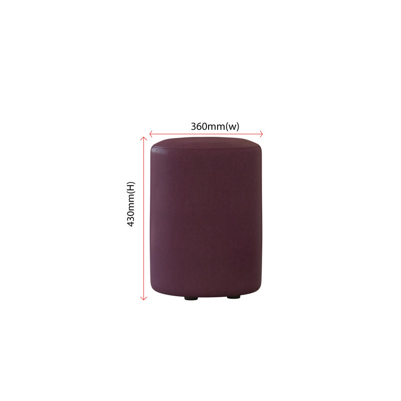 Faux Leather Round Stool Seating , Damson Purple