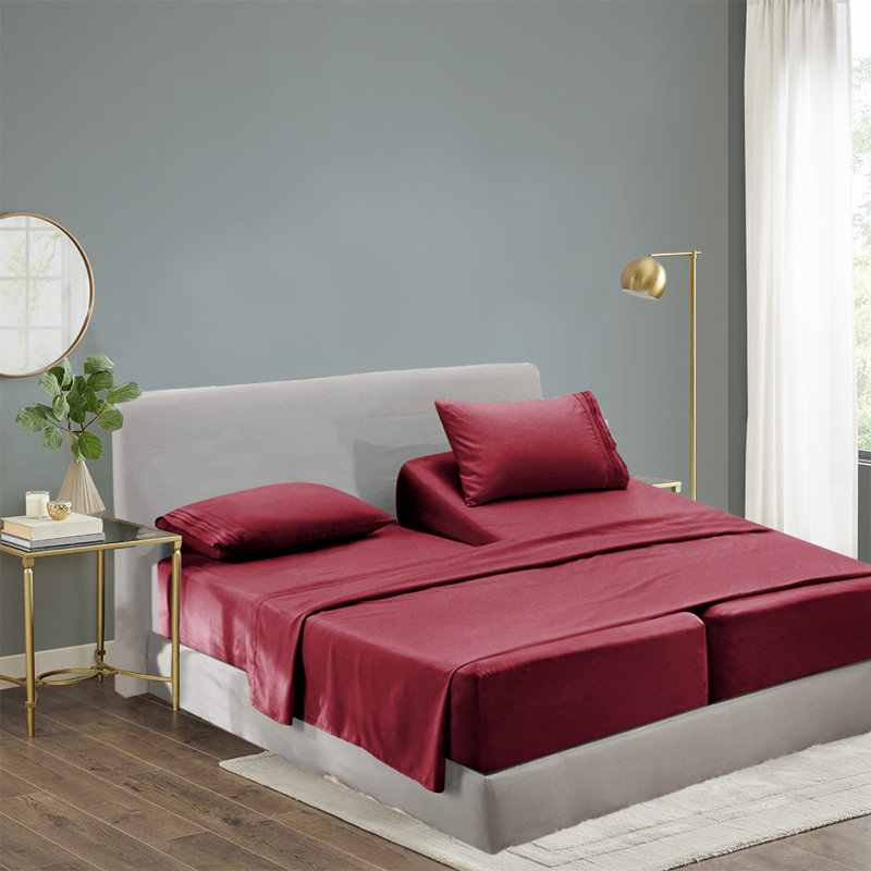 1800 Thread Count Rayon from Bamboo Sheet Set, Red, King