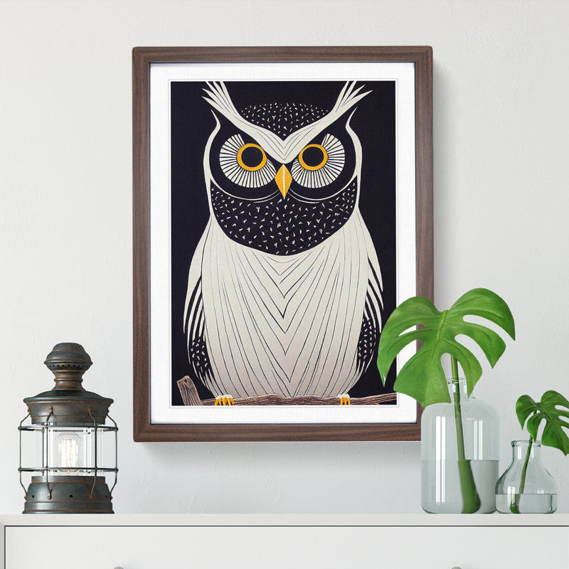 The Unusual Owl - Framed Print, Walnut, 46cm H x 34cm W x 2cm D