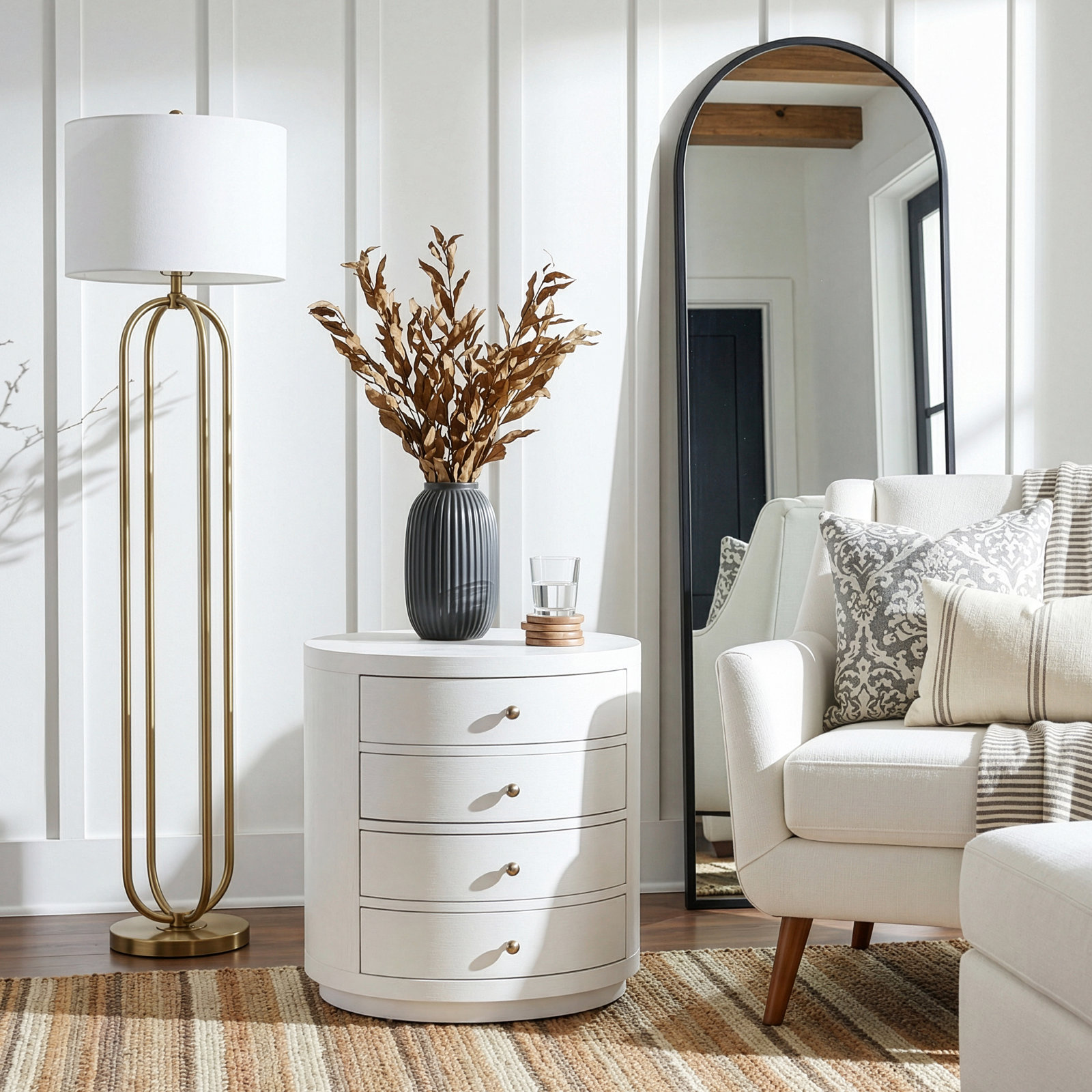 Celine 4-Drawer Acacia Nightstand, Textured White