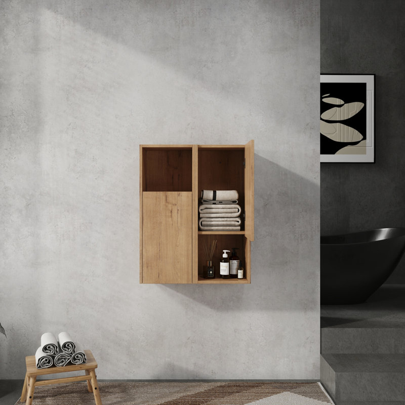 Armoire de salle de bain latérale, portes à fermeture douce, conception à fixation flottante