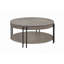 Table basse ronde contemporaine 3 pièces et 2 tables de bout avec tablette de rangement