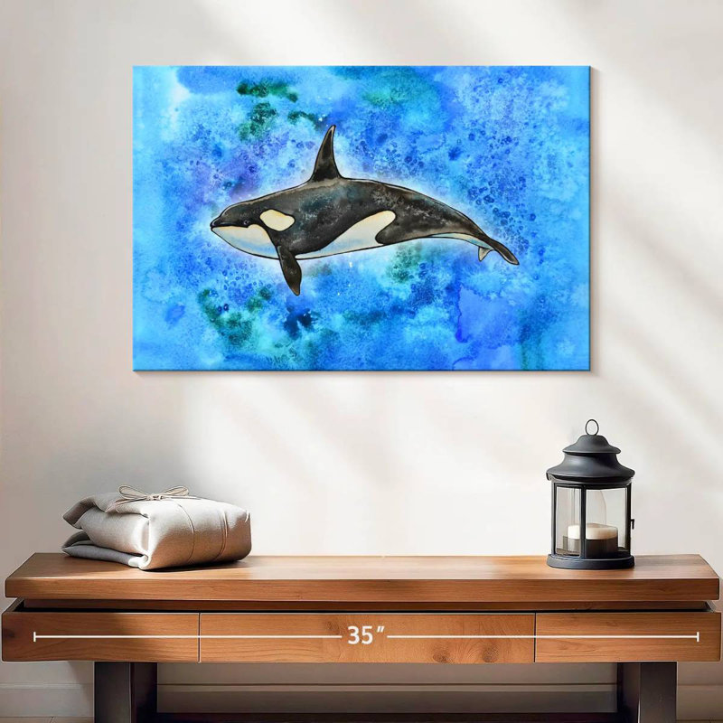 Orca On Blue, 16" H x 24" W