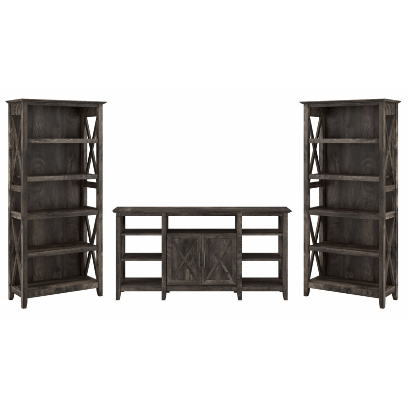 Huckins Unfinished Entertainment Center for TVs up to 65", Dark Gray Hickory