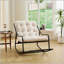 Chaise berçante d'extérieur confortable avec coussin épais ultra-doux, parfaite pour le salon, la chambre à coucher et le coin lecture, structure noire avec coussin blanc