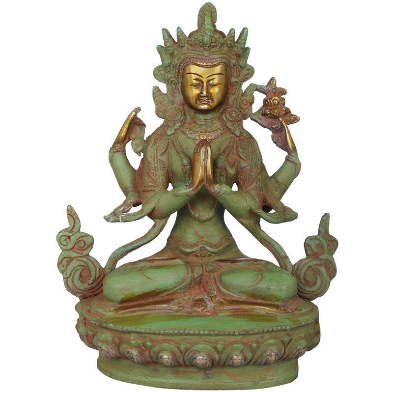 Statue de divinité tibétaine Chenrezig Shadakshari Lokeshvara