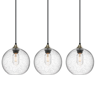Luminaire suspendu en forme de globe à 3 lumières Charolyn Luminaire suspendu en verre pour îlot de cuisine