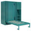 Lit escamotable mural simple avec bibliothèque, armoire supérieure, bureau extensible et rangement latéral, bleu sarcelle-128998822