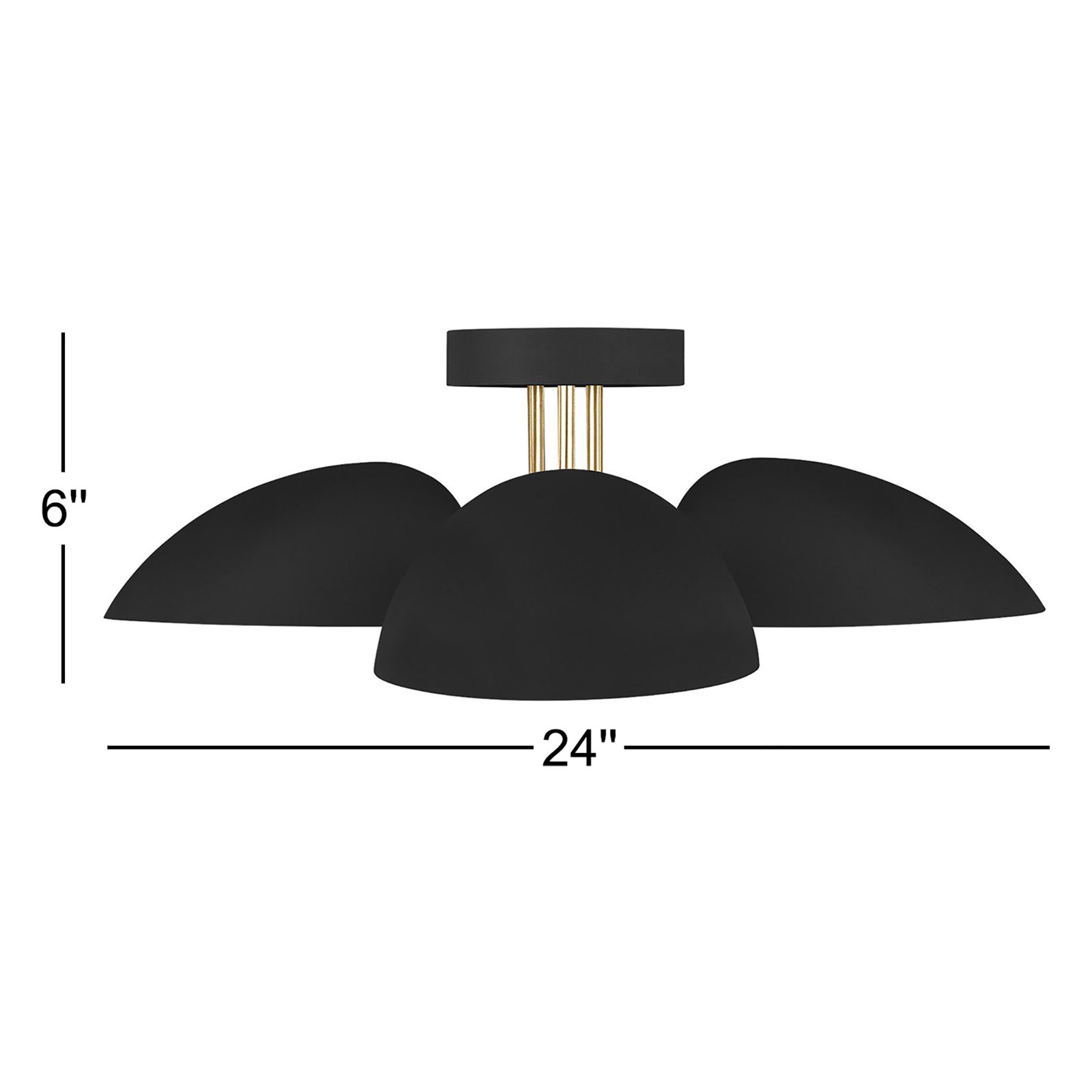 Adarna 3-Light Semi Flush Mount, Midnight Black