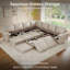 Canapé modulaire 120 po à 9 places en simili cuir avec rangement 120 po, gris-1188331621