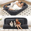 Canapé-lit surdimensionné en chenille de 71 po avec lit réglable pour grand chien et chien gris foncé-1811202763