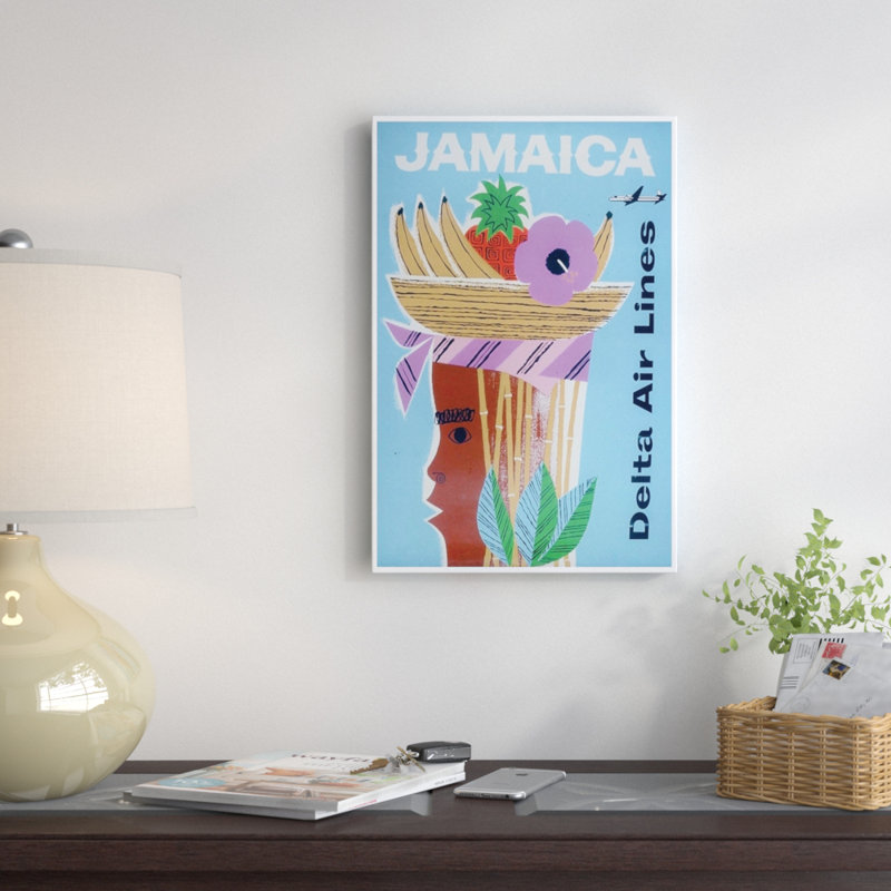 « jamaïque-delta air lines », affiche rétro sur toile, 26" H x 18" L x 1,5" D