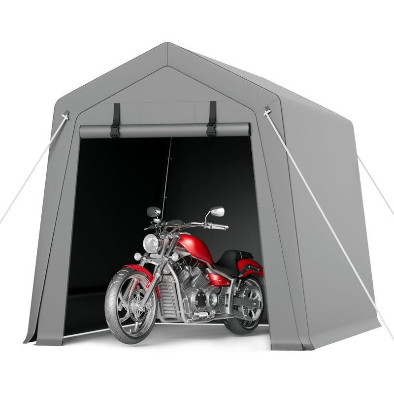Motorcycle Storage Shed, Heavy Duty Portable Tent With Rolled Zipper Door in , 84" H x 72" W x 96" D