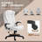 HOMCOM 6 Point Vibrating Massage Office Chair with Heat,Linen High Back Executive Office Chair with Reclining Backrest,Padded Armrests and Remote,Cream White-583046352