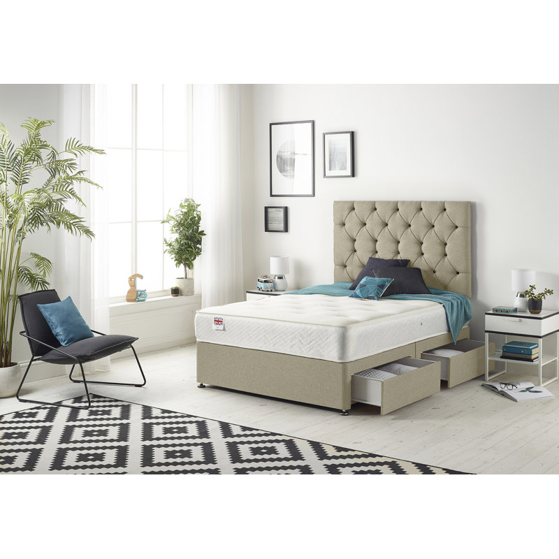 Copple Coilsprung Divan Bed Set, 2 Drawers, Single (3'), Wheat