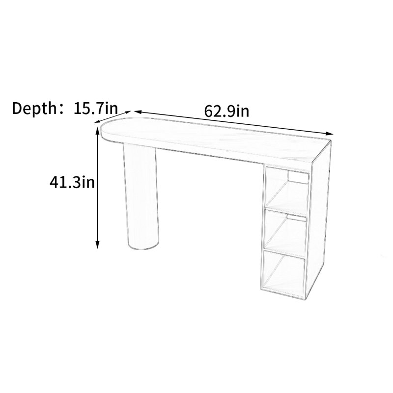 Cottrill, 41.3"H x 62.9"L x 15.7"W, Black