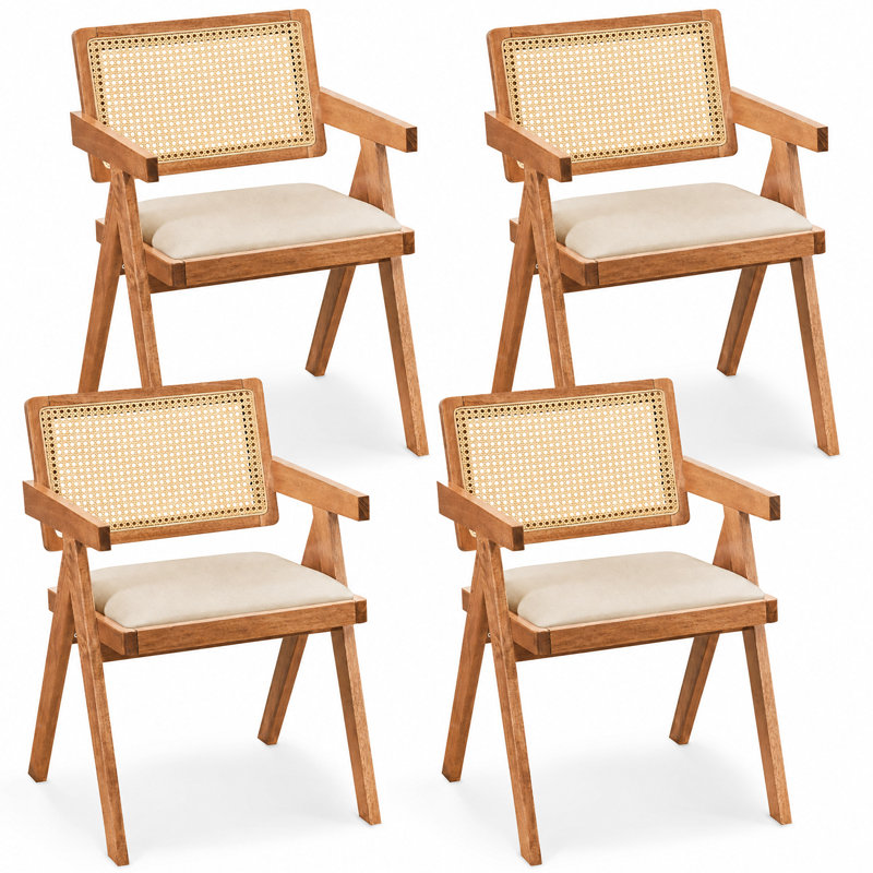 Ensemble de chaises d'appoint en rotin Chaises de salle à manger modernes, 4, Beige