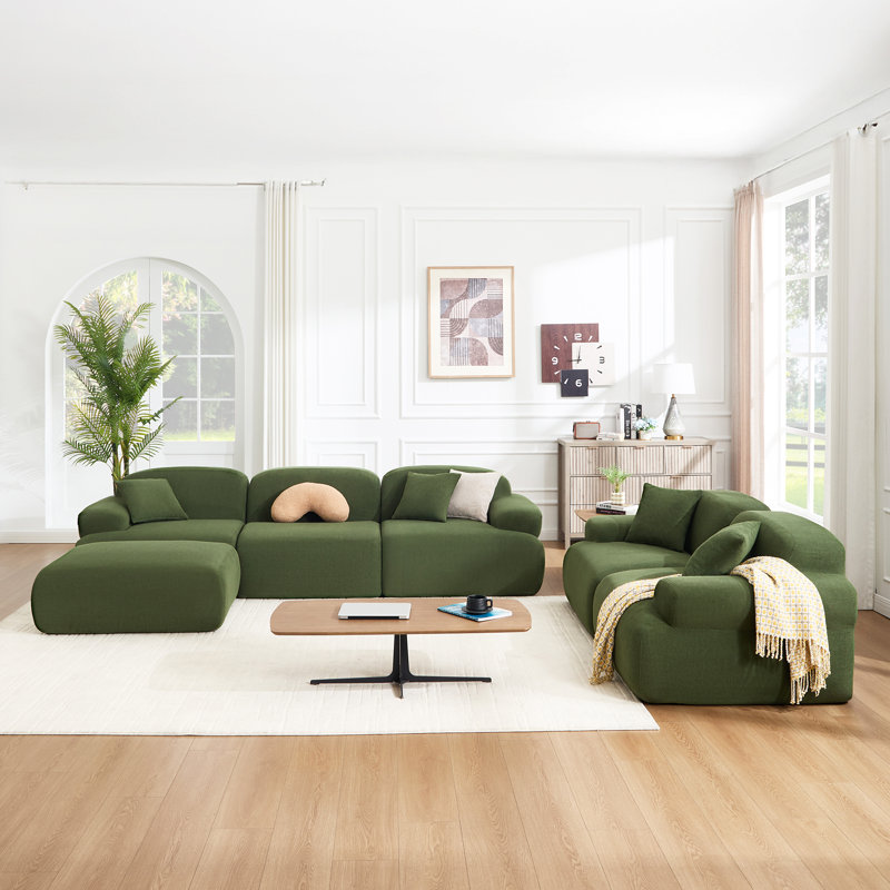 Ensemble de canapé modulaire rembourré 6 pièces, Green