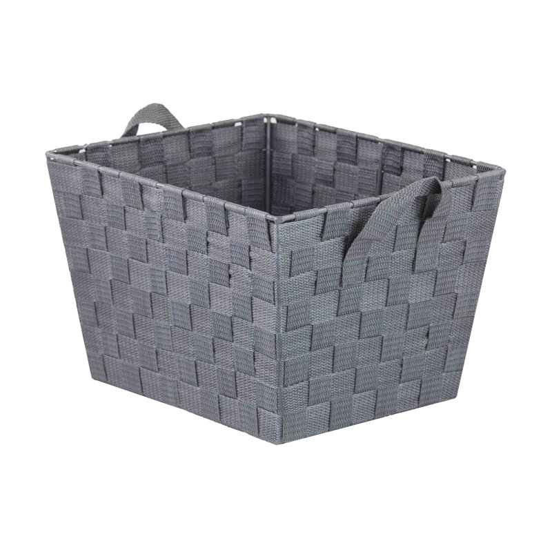 Panier en tissu à sangle moyenne, H 8 po x l 12 po x P 10 po, gris