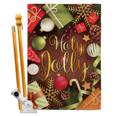 Ensemble de drapeaux en polyester 40 x 28 po Have A Holy Jolly House