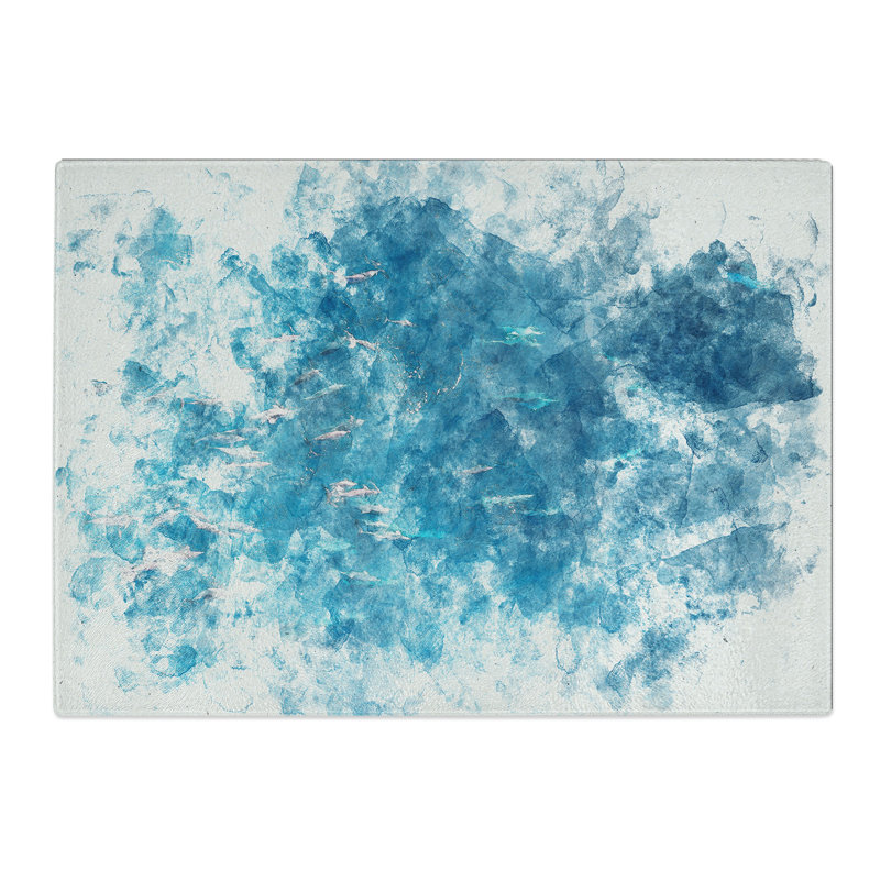 Tempered Glass Many Dolphin Chopping Board, 20 cm x 28.5 cm