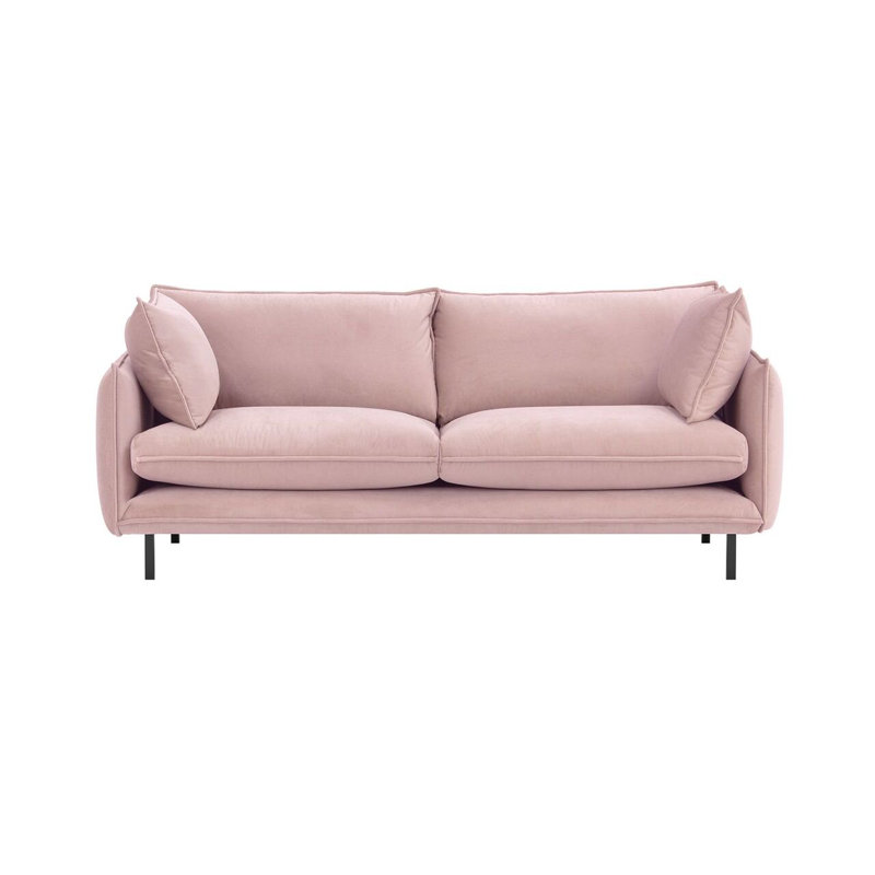 Neshay 3 Seater Velvet Sofa, Light Pink