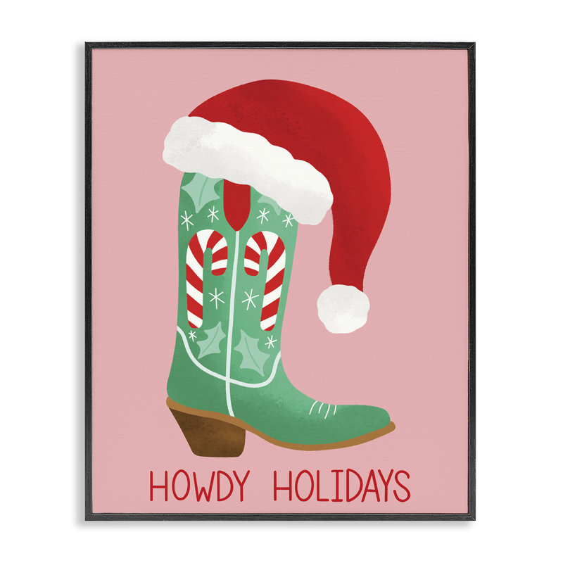 Illustration de giclée encadrée «Howdy Holidays», par Taylor Shannon Designs, H 14 po x l 11 po, Giclée encadrée noir minuit