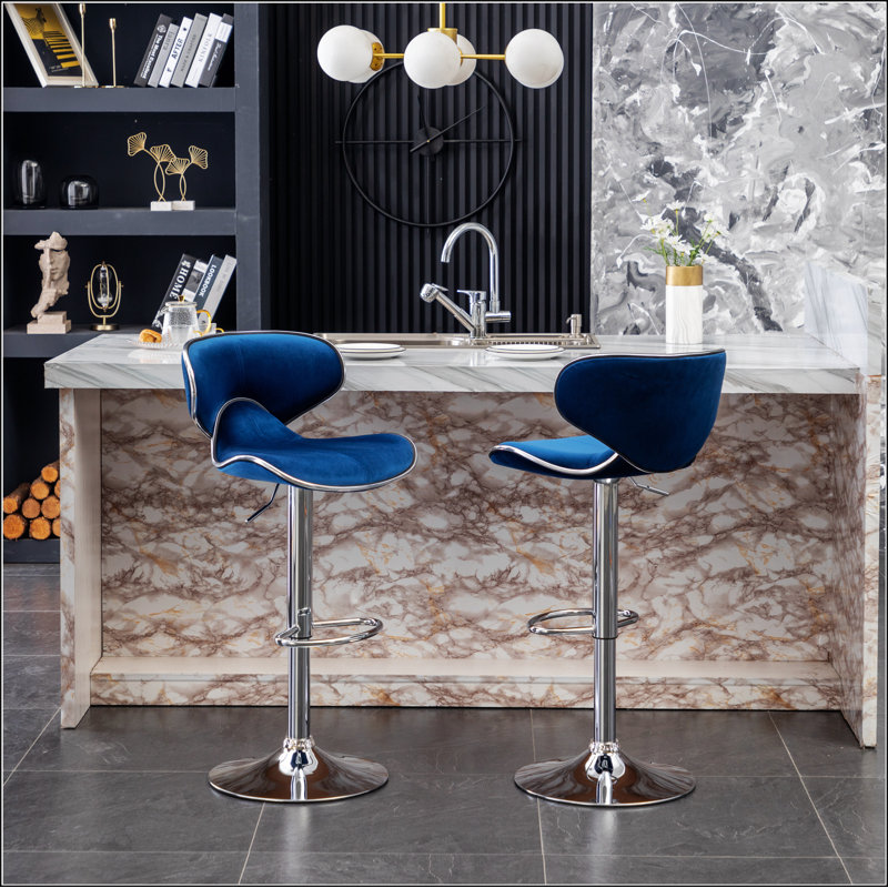 Tabouret de bar pivotant rembourré en velours Masaccio, ensemble de 2