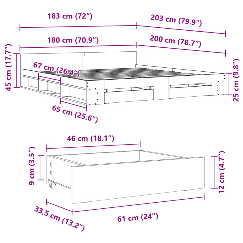 Obyrne Bed, Sonoma Oak, 180 x 200cm