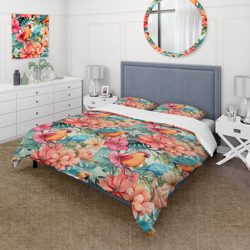 Ensemble de housse de couette Tropic Dreams, Housse de couette pour grand lit et 2 taies décor