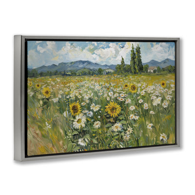  «Sunflower & Daisy Meadow», toile flottante encadrée par Arlington Prints