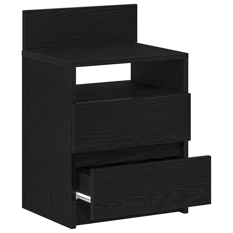 Ryllan 40cm W Manufactured Wood Bedside Table, Black, Individual