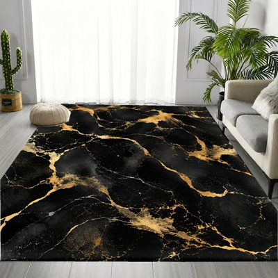 Tapis moderne en marbre de luxe moderne, motif de veine de pierre fluide et élégant, tapis antidérapant durable, doux et lavable à la machine, décoration intérieure élégante pour le salon, la chambre à coucher, l'entrée, appartement
